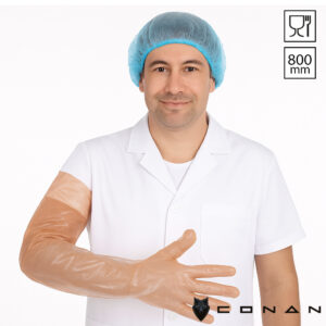 Veterinaire handschoenen LDPE 80 cm oranje chemiebestendig
