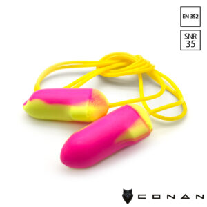 Conan 10-060 geel/roze oordoppen T-vorm met koord 35 dB