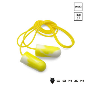 Conan 10-061 oordoppen geel/wit PU-schuim met koord 37 dB