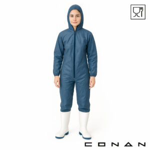 Conan 10-041 wegwerpoveralls PP PE-gecoat met rits en capuchon