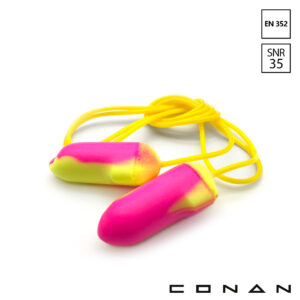 Conan 10-060 geel/roze oordoppen T-vorm met koord 35 dB