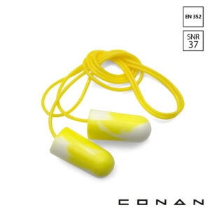 Conan 10-061 oordoppen geel/wit PU-schuim met koord 37 dB