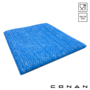 Blauwe Conan Color Wipe poetsdoek op een witte achtergrond