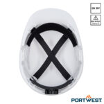 De binnenzijde van de Portwest PS57 Expert Base witte veiligheidshelm.