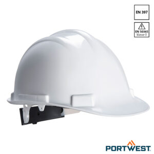 Portwest PS57 Expert Base witte veiligheidshelm met verstelbare hoofdband.
