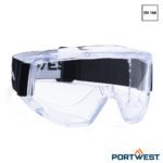 Portwest PW22 Challenger ruimzichtbril met heldere panoramische polycarbonaat lens.