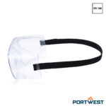 Portwest PS21 Chemische Ruimzichtbril vanaf de zijkant gezien.
