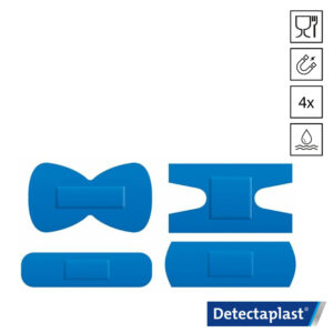 Detectaplast Waterproof 8142U PU pleister PU detecteerbaar 4 afmetingen blauw