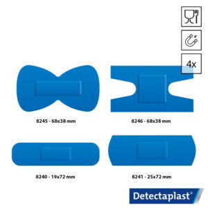 Detectaplast Super Stretch 8142E pleister detecteerbaar 4 afmetingen blauw