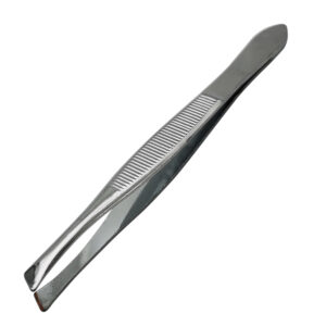 Pincet met platte schuine bek 9 cm staal