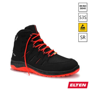 Elten Maddox Black-Red Mid ESD S3S veiligheidsschoen SR antislipzool