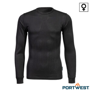 Portwest B136 Thermoshirt lange mouwen dames polyester zwart