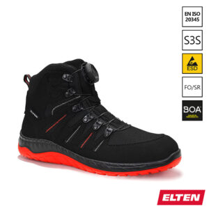 Elten Maddox BOA Black-Red Mid ESD S3S veiligheidsschoen SR antislipzool