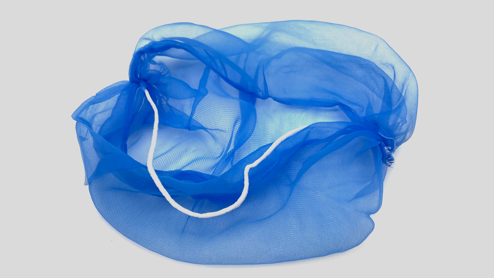 Close-up van een blauw micromaas baardnetje