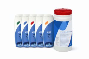 PALtx IPA desinfectiewipes tube met PAL dispensersystemen voor hygiënische uitgifte