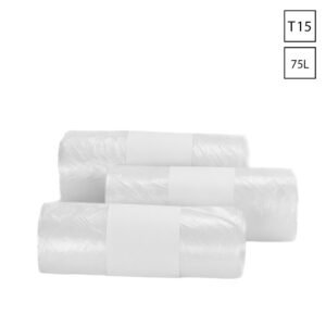 Afvalzakken 75 liter 63x70 cm HDPE T15 transparant