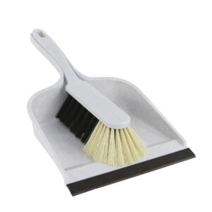 Kunststof stofblik met strip en handstoffer set graniet 25x22 cm