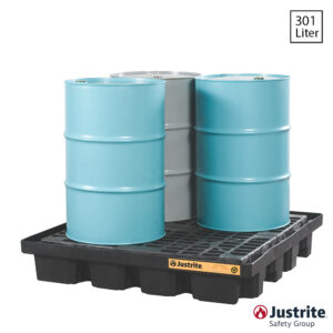 Justrite EcoPolyBlend 28673 opvangbak 301 liter voor 4 vaten zwart