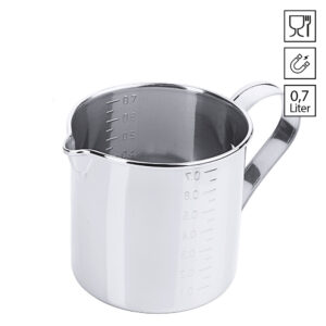 Maatbekers RVS 18/10 met schenktuit en maatverdeling