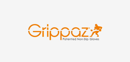 Afbeelding van het Grippaz-logo met oranje merknaam en slogan