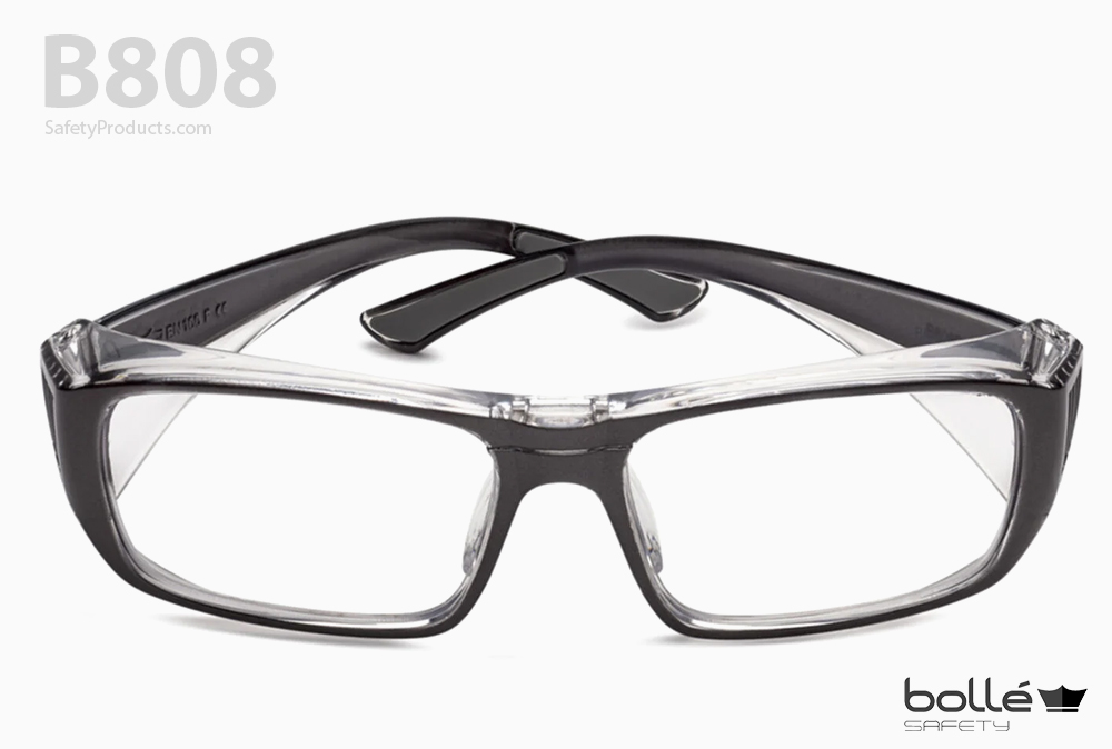 Een afbeelding van een Bollé Safety B808 bril op een witte achtergrond