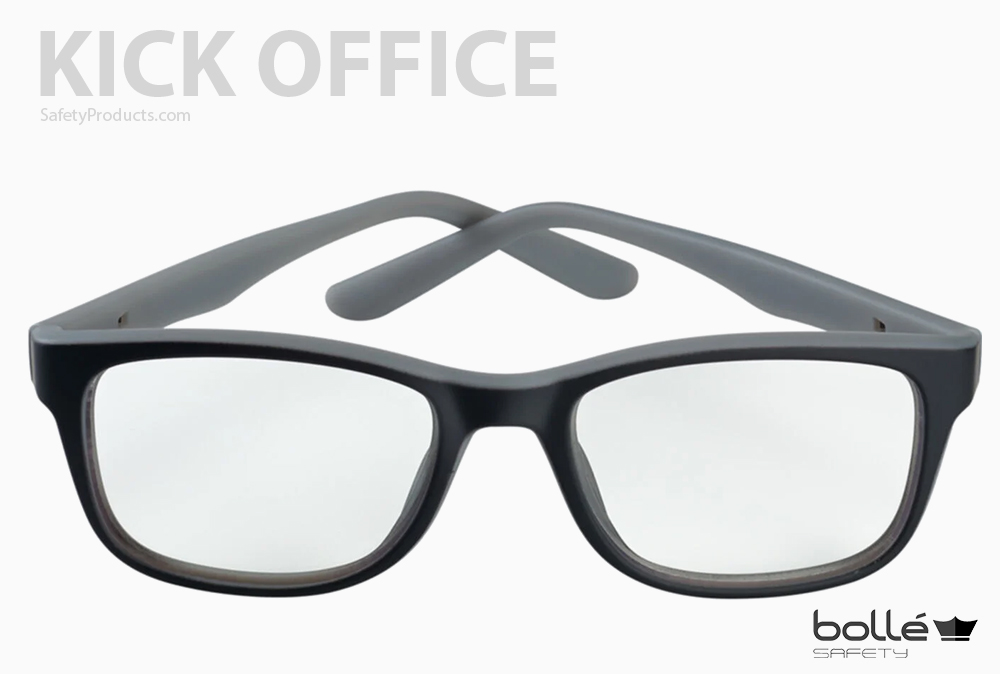 Een afbeelding van een Bollé Safety KICK OFFICE bril op een witte achtergrond
