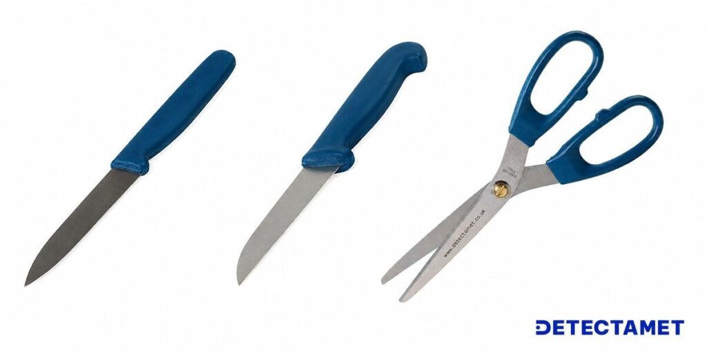 Detecteerbaar snijgereedschap van Detectamet, waaronder messen, veiligheidsmessen en scharen.