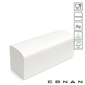 Handdoekpapier minifold 2-laags wit 263x195 mm Conan 10-835