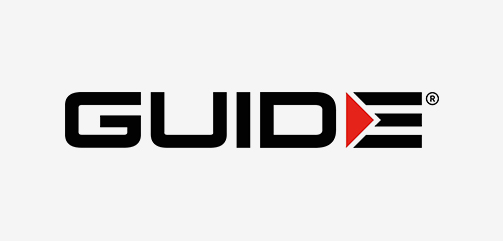 GUIDE-logo op een lichtgrijze achtergrond.