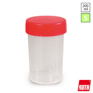 Roth YP111 monsterpot steriel PP met rode schroefdeksel 200 ml