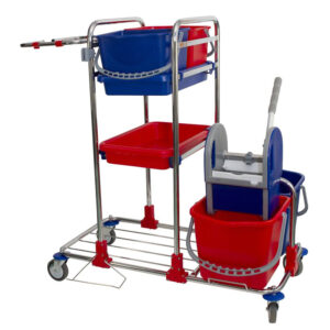 Werkwagen met 4 zwenkwielen en chroom frame complete set