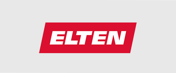 ELTEN-logo in witte hoofdletters op een rode achtergrond, geplaatst op een lichtgrijze achtergrond