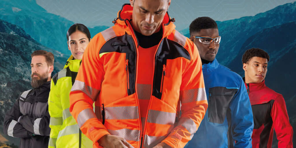 Image showing multiple people wearing Portwest workwear and Hi-Vis high-visibility clothing.