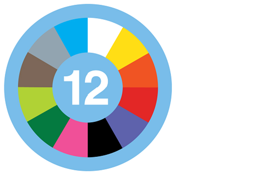 Circle containing 12 different colours