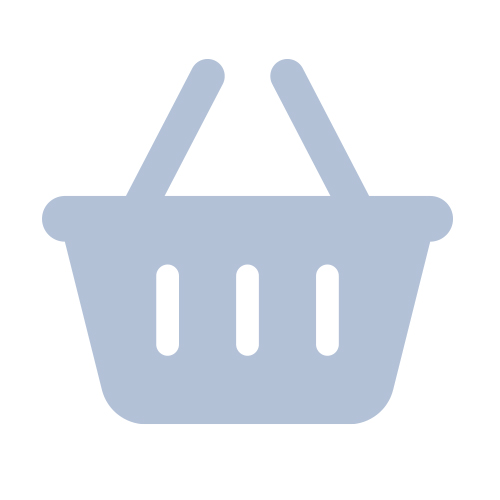 A simple shopping basket icon in light blue