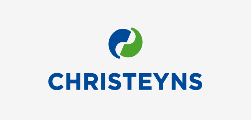 Image of the Christeyns logo with blue-green symbol