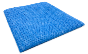 A blue food-grade cleaning cloth with an open fibre structure