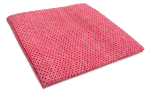 A red food-grade cleaning cloth with an open fibre structure