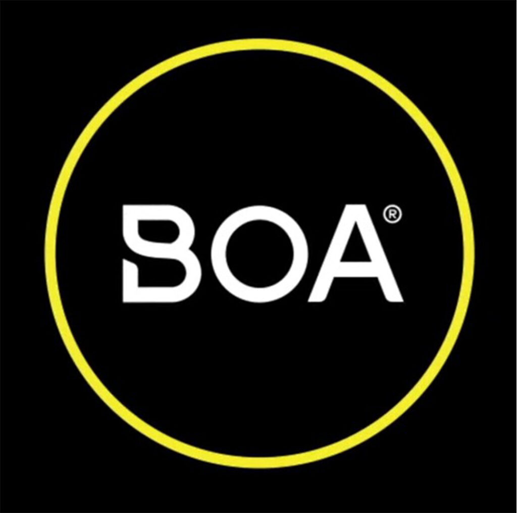 BOA logo in white lettering within a yellow circle on a black background.