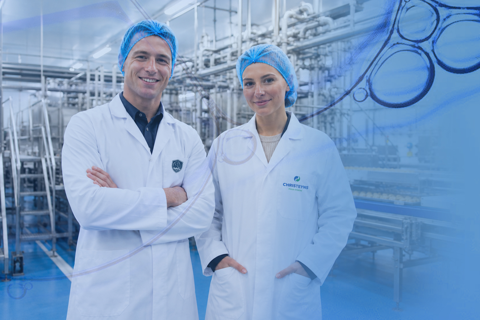Image showing two employees working in food processing and industrial cleaning environments