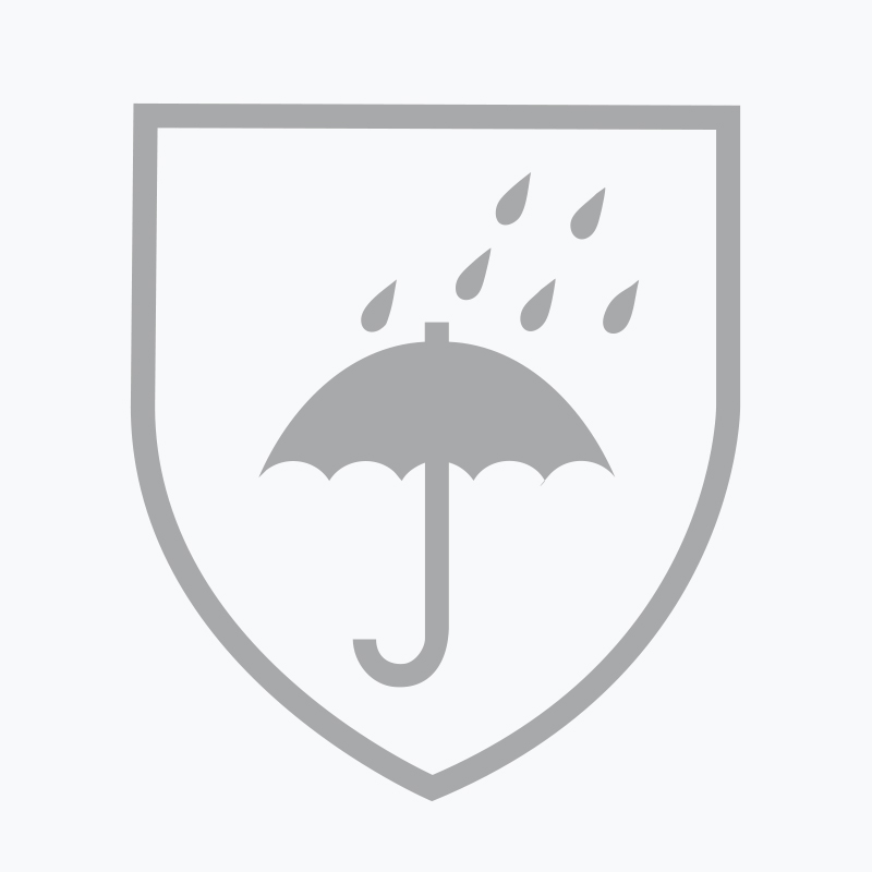 Pictogram indicating protection against rain and wet weather conditions.